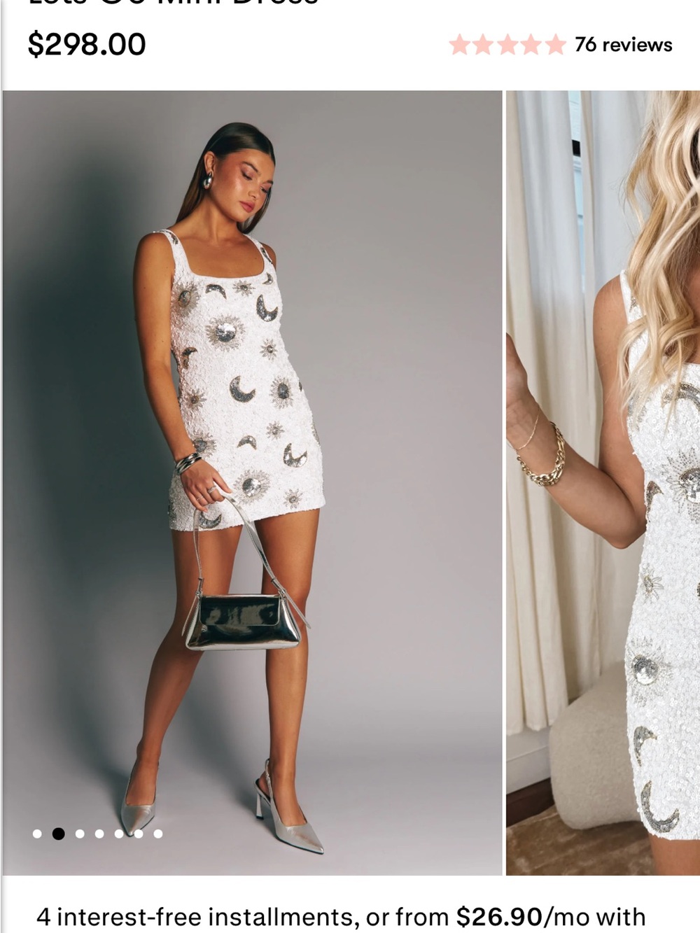 Show Me Your MuMu Let’s Go Mini - White Celestial Sequin Mini Dress - Picture 2 of 6